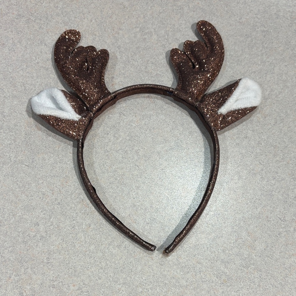 Brown Reindeer Sparkly Antler Headband for Kids or Pets